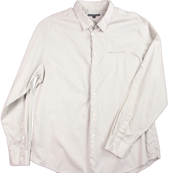 John Varvatos Shirt Mens 2XL Gray Polka Dot Button Front Lightweight Long Sleeve - Picture 1 of 14